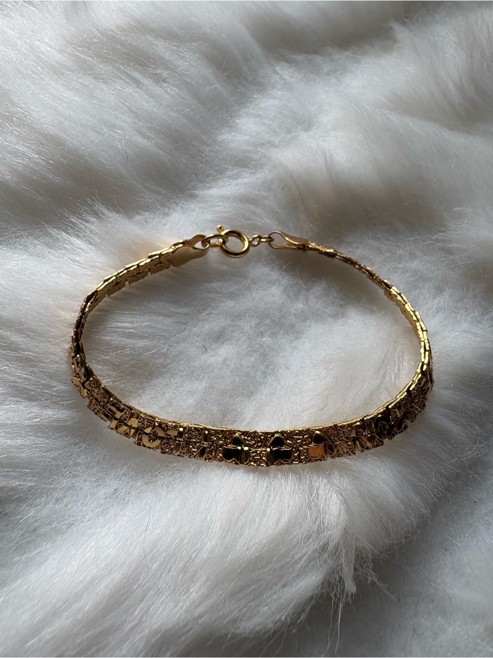 Free with bundle over $15 Gold Textured Link Bracelet Love